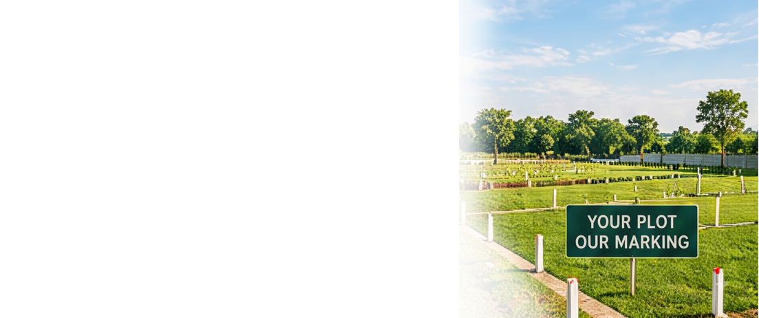Marked land plots with boundary pillars